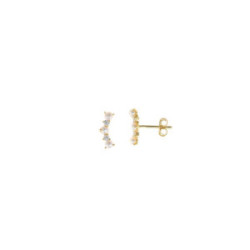 Pendientes trepadores de plata, perla y circonita blanca