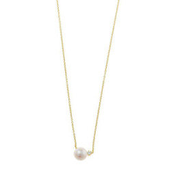 Collar de plata chapada con circonita blanca y perla natural