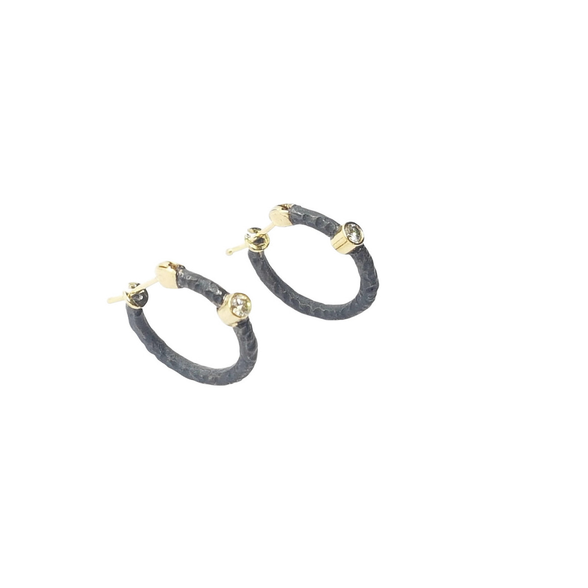 Pendientes de plata y oro con diamante