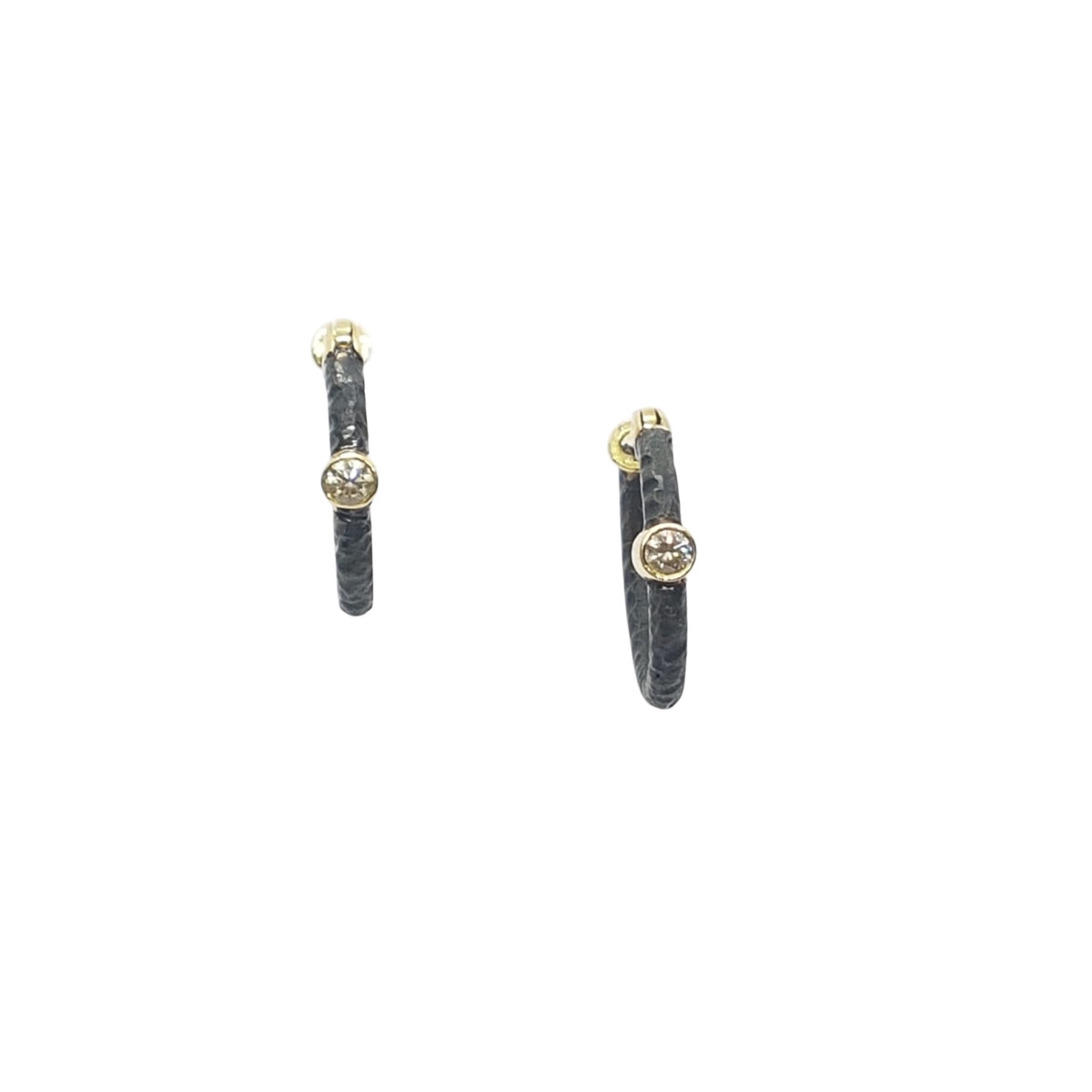 Pendientes de plata y oro con diamante