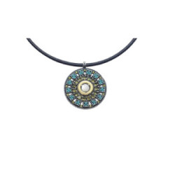 Collar de plata con cuero y circonitas