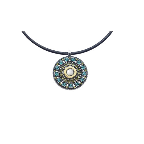 Collar de plata con cuero y circonitas