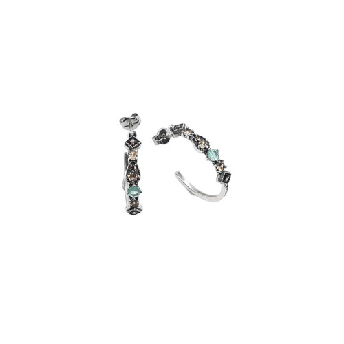 Pendientes de plata estilo aros con circonitas