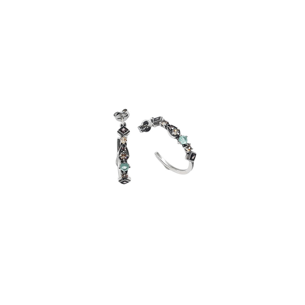 Pendientes de plata estilo aros con circonitas