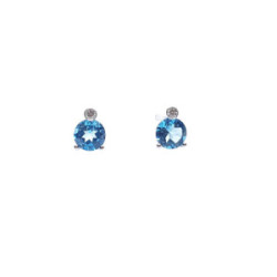 Pendientes de oro blanco, topacio azul y diamantes
