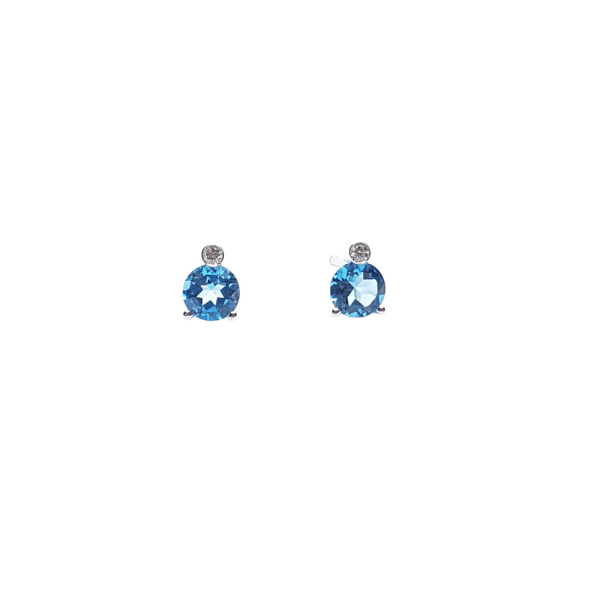 Pendientes de oro blanco, topacio azul y diamantes