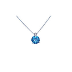 Gargantilla de oro blanco topacio azul y diamante