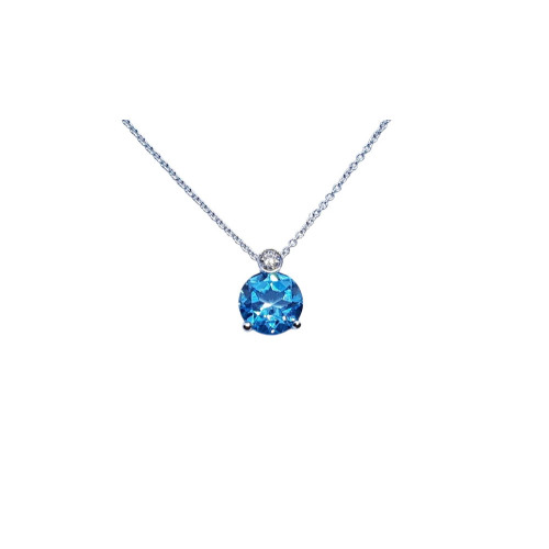 Gargantilla de oro blanco topacio azul y diamante
