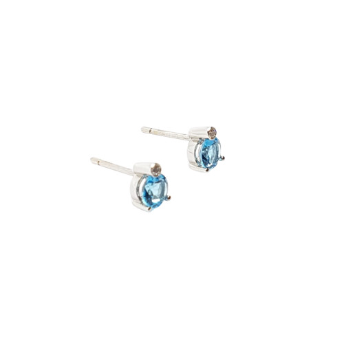 Pendientes de oro blanco, topacio azul y diamantes