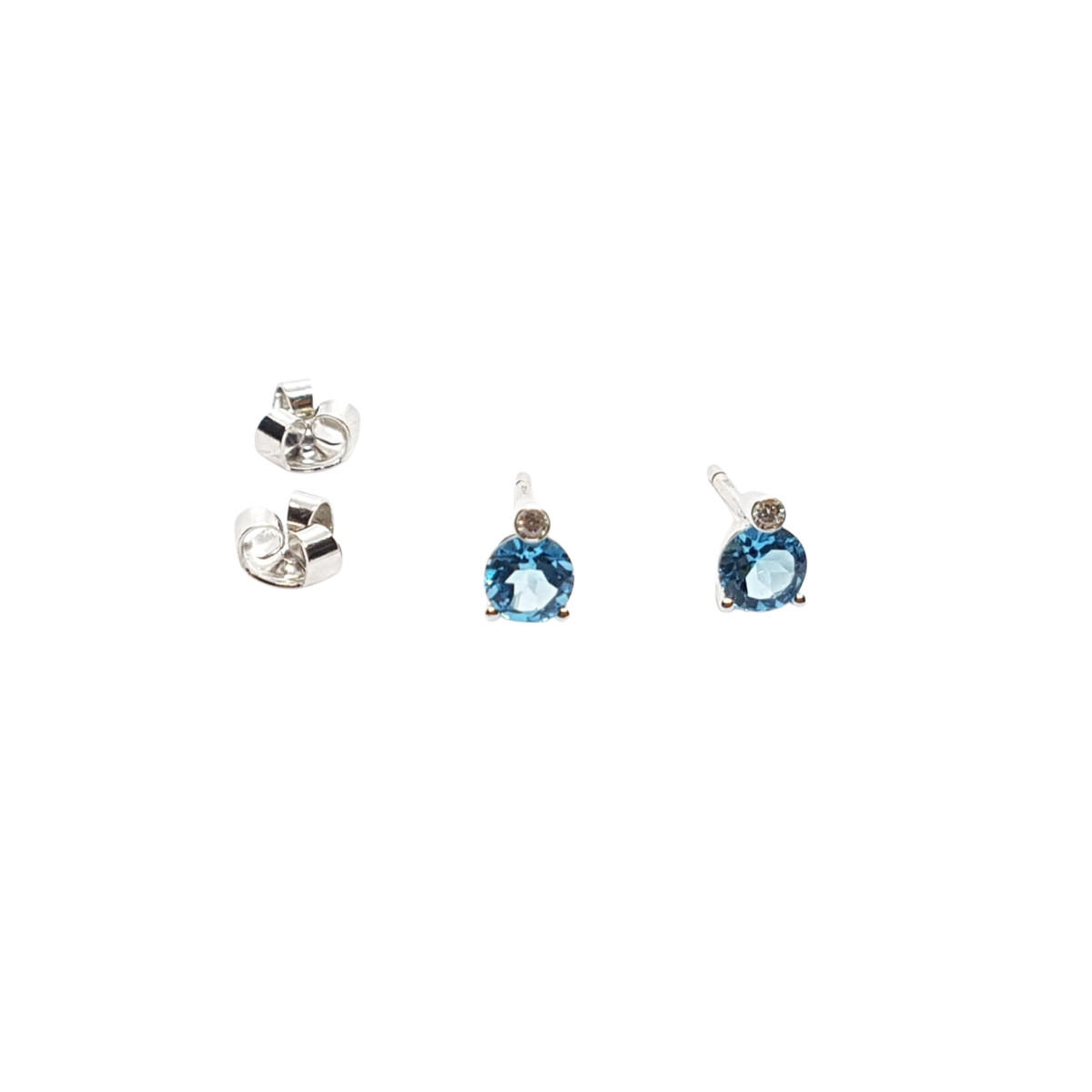 Pendientes de oro blanco, topacio azul y diamantes