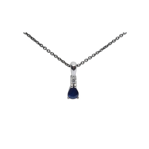 COLGANTE de ORO blanco con DIAMANTE y zafiro