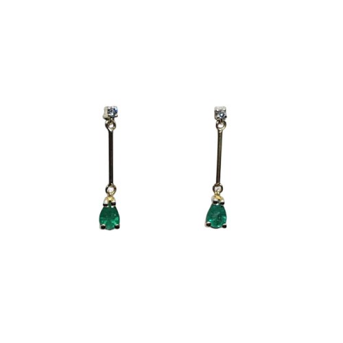 PENDIENTES DE ORO AMARILLO con DIAMANTE y esmeralda