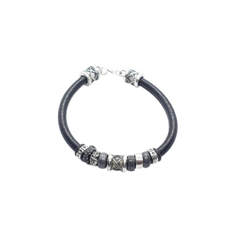 Pulsera de plata y cuero