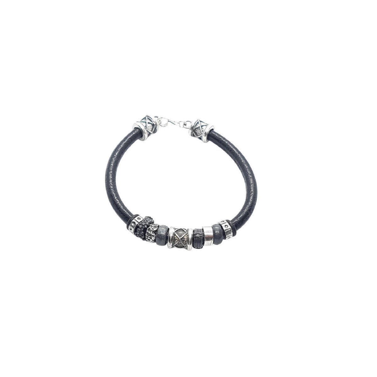 Pulsera de plata y cuero