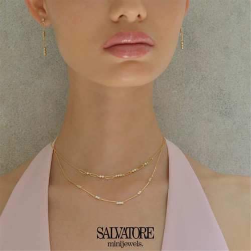 Collar de plata chapada con circonitas blancas