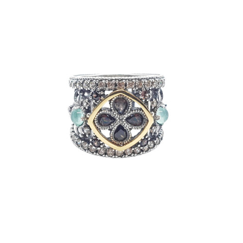 Anillo de plata con circonitas marrones