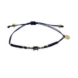 Pulsera de plata con macramé y circonitas