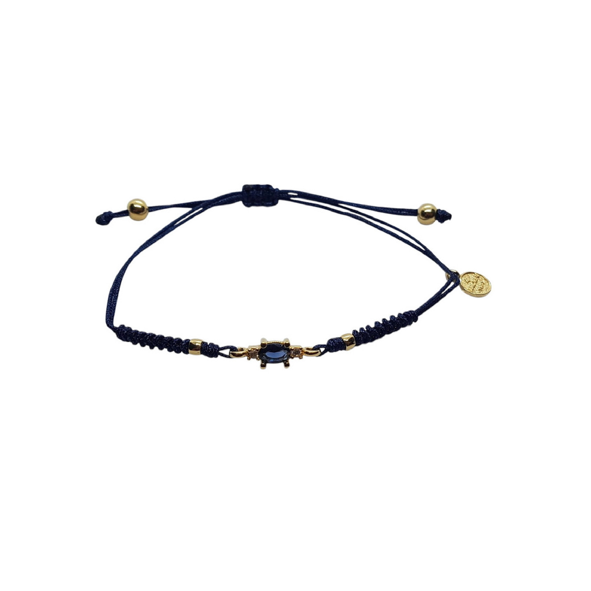 Pulsera de plata con macramé y circonitas