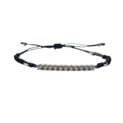 Pulsera estilo Rivière de plata con macramé y circonitas