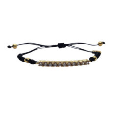 Pulsera estilo Rivière de plata con macramé y circonitas