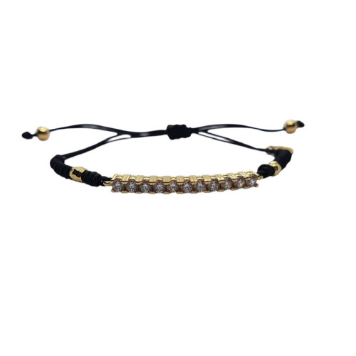 Pulsera estilo Rivière de plata con macramé y circonitas