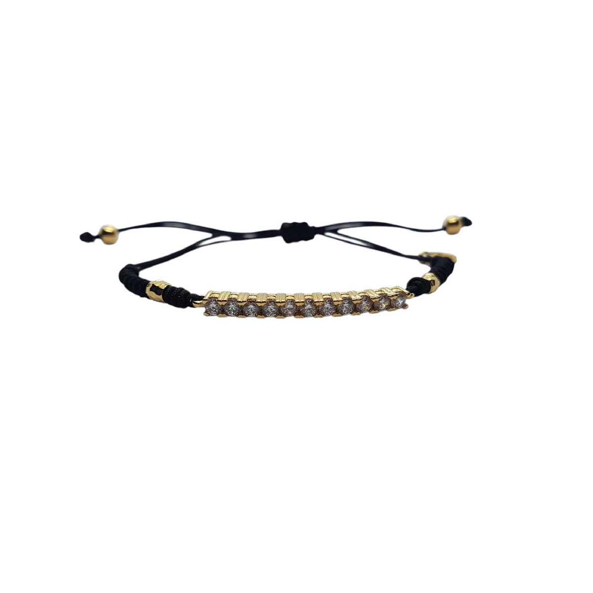 Pulsera estilo Rivière de plata con macramé y circonitas
