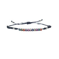 Pulsera estilo Rivière de plata con macramé y circonitas