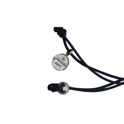 Pulsera de plata con macramé, perla y circonitas