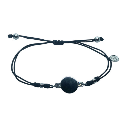 Pulsera de plata con macramé y circonitas