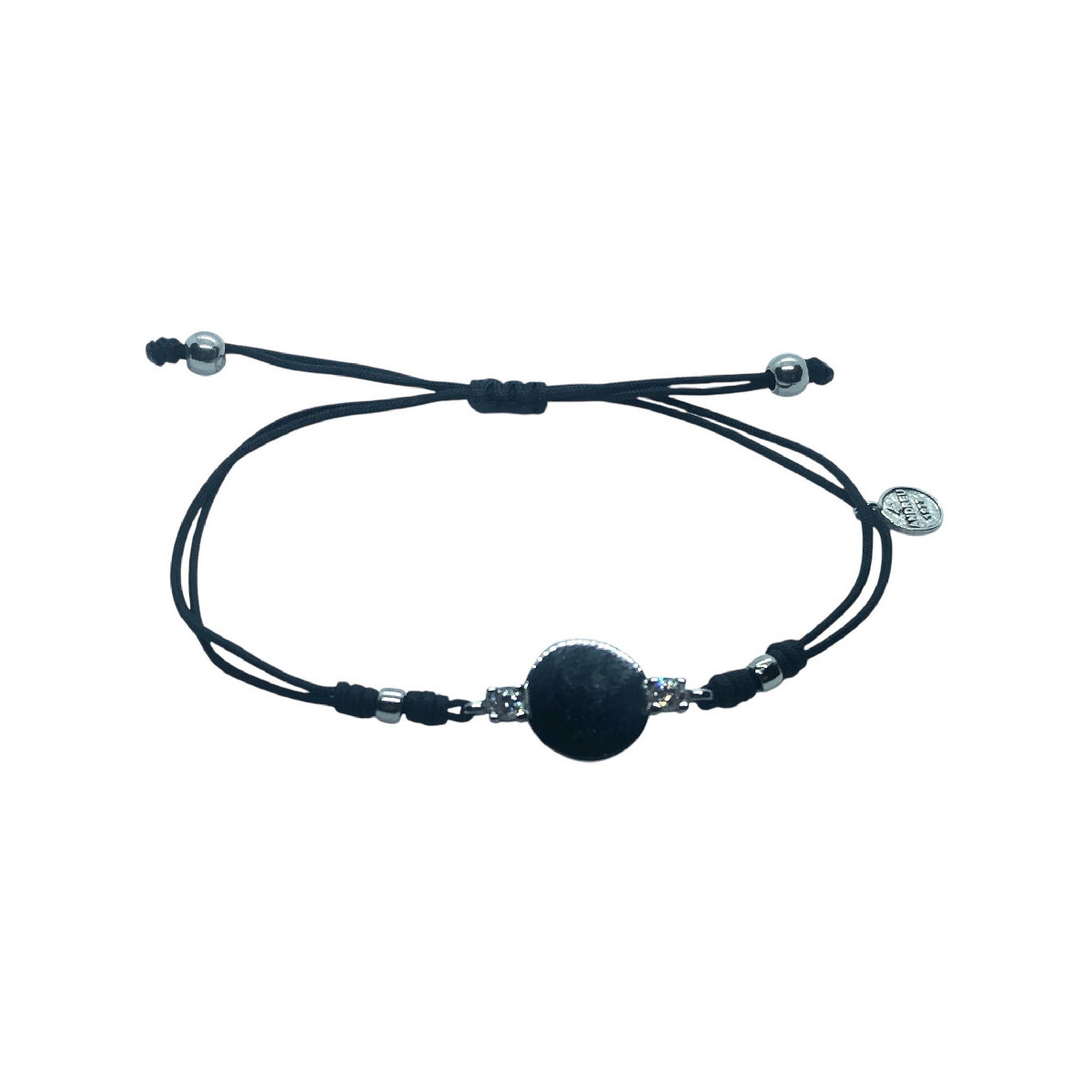 Pulsera de plata con macramé y circonitas