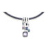 Collar de plata con circonitas y cuero