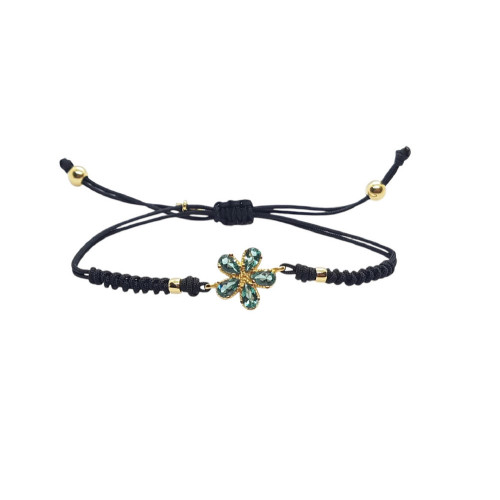 Pulsera de plata chapada con circonitas y macramé