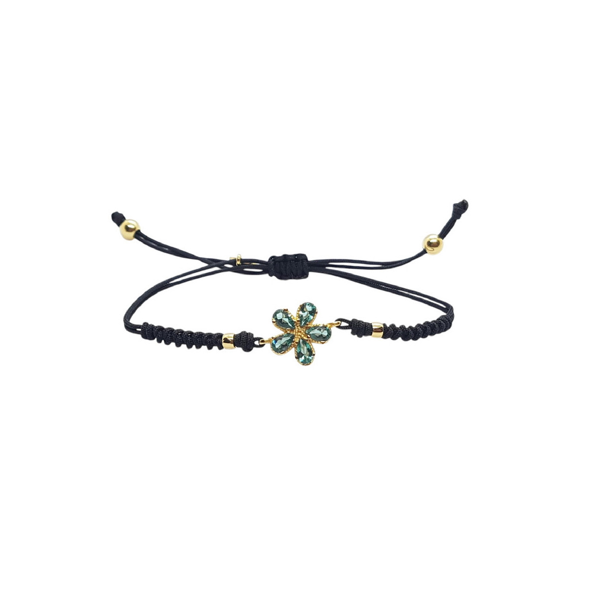 Pulsera de plata chapada con circonitas y macramé