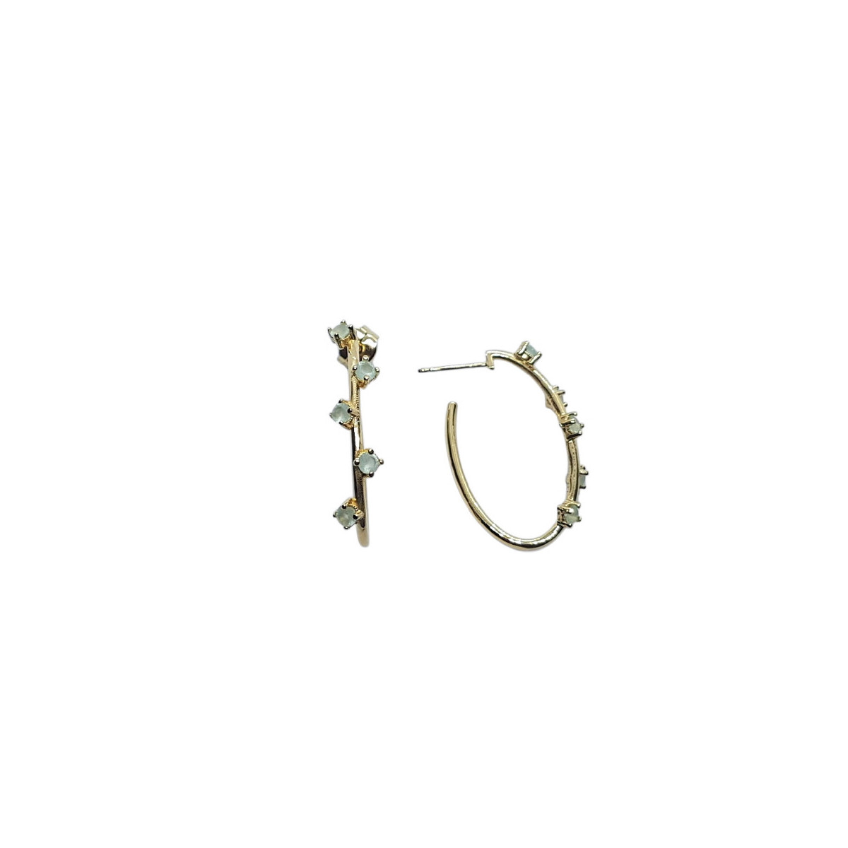 Pendientes de plata estilo aros con baño chapado y circonitas
