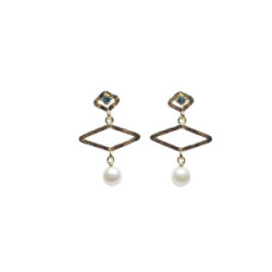 Pendientes de plata chapada con perla natural