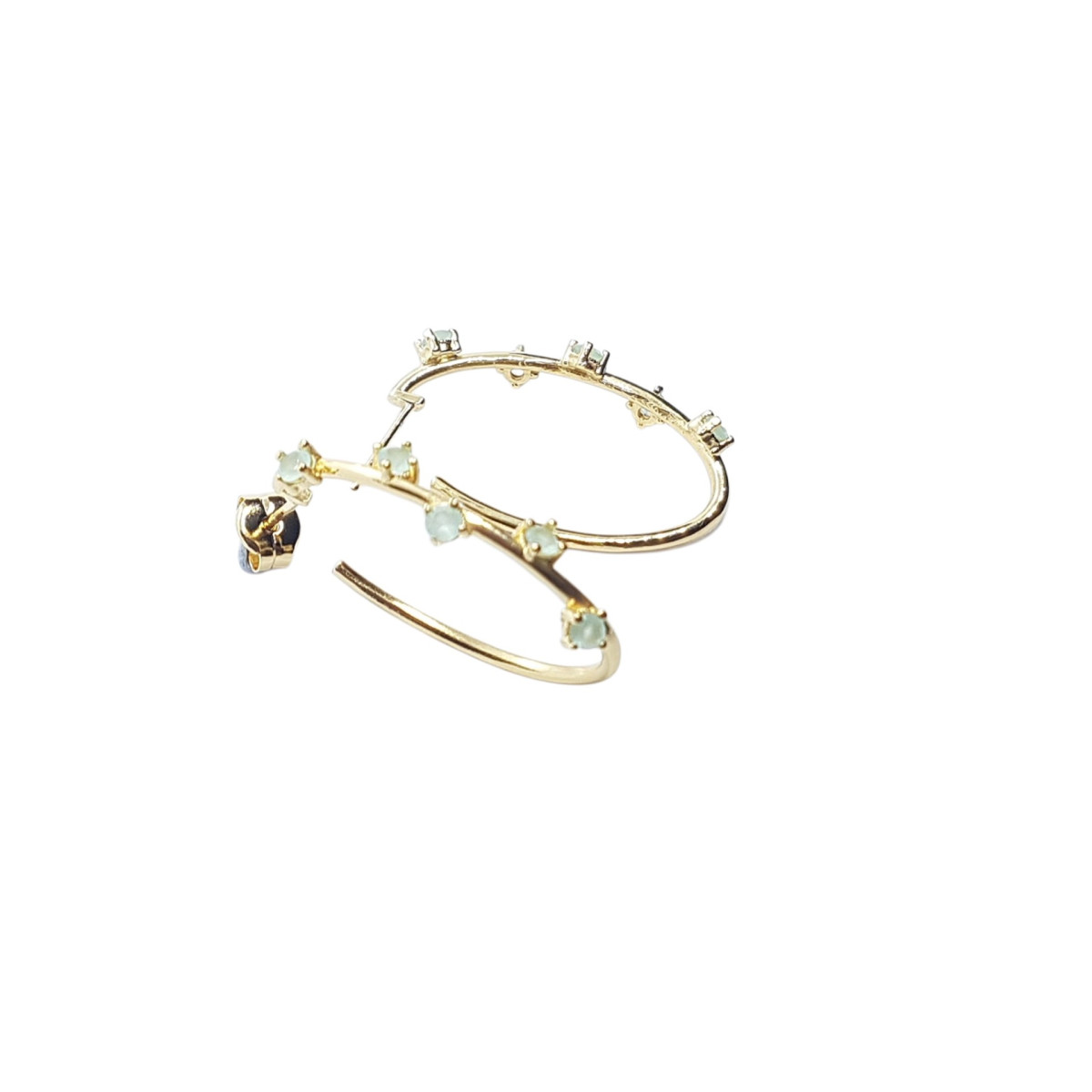 Pendientes de plata estilo aros con baño chapado y circonitas
