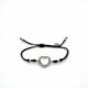 Pulsera de plata con macramé, circonitas y con forma de corazón