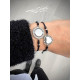 Pulsera de plata con macramé, circonitas y con forma de corazón