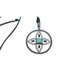Collar de plata con circonitas negras y verdes