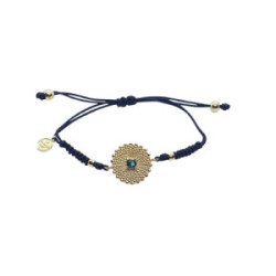 Pulsera de plata chapada con macramé y circonita verde