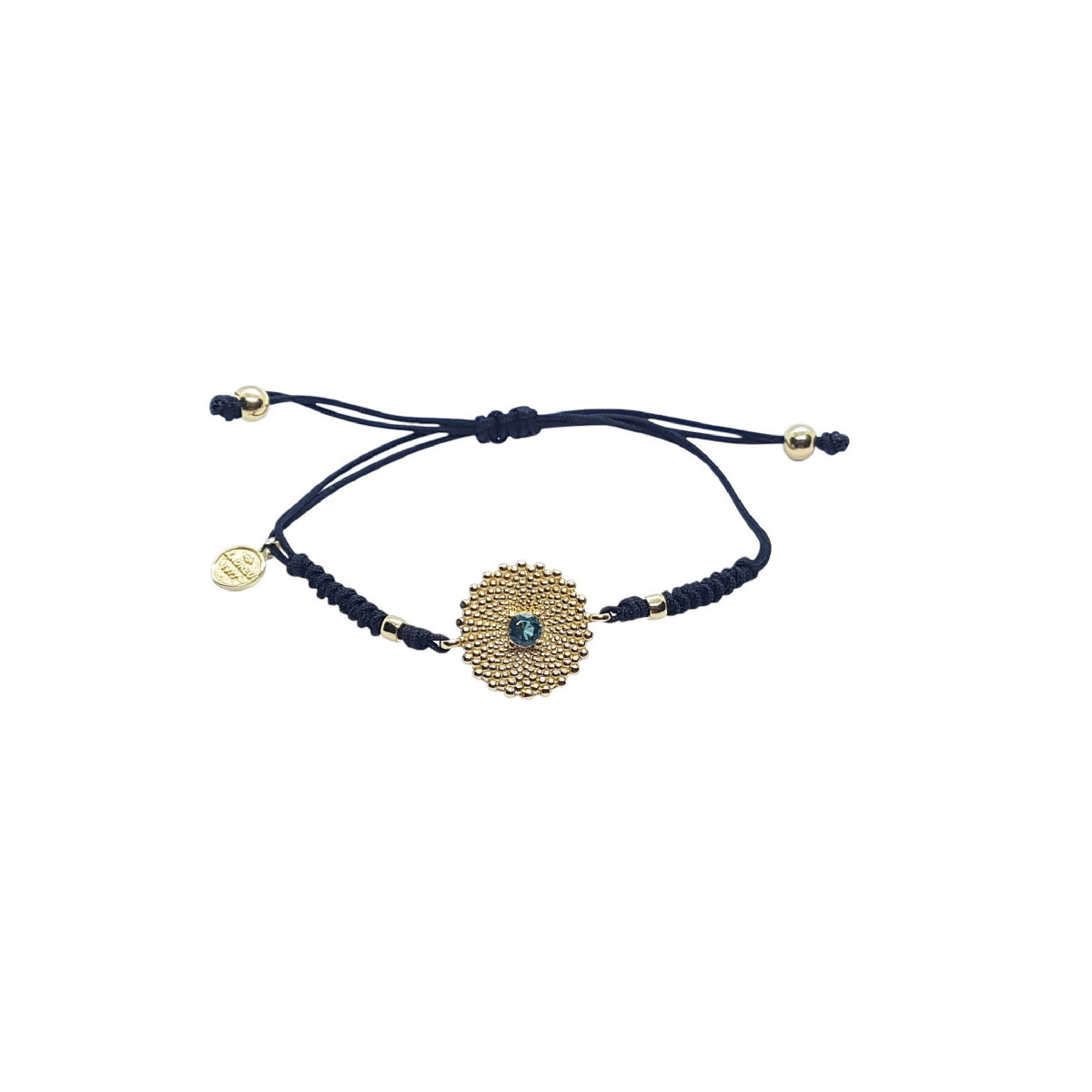 Pulsera de plata chapada con macramé y circonita verde