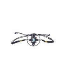 Pulsera de plata con macramé y circonita verde y marrones