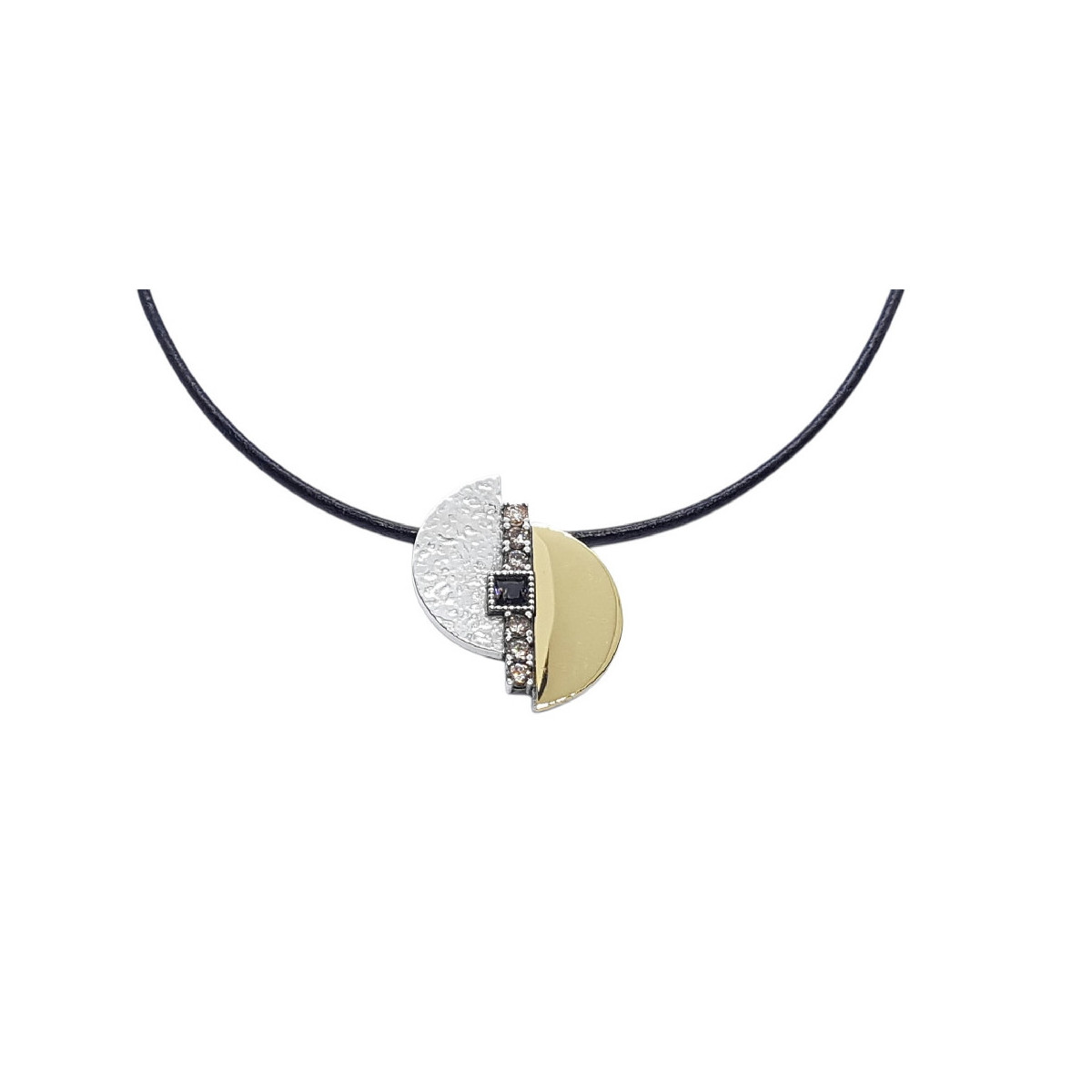 Collar de plata con circonitas marrones