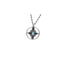 Collar de plata con circonitas marrones y verdes