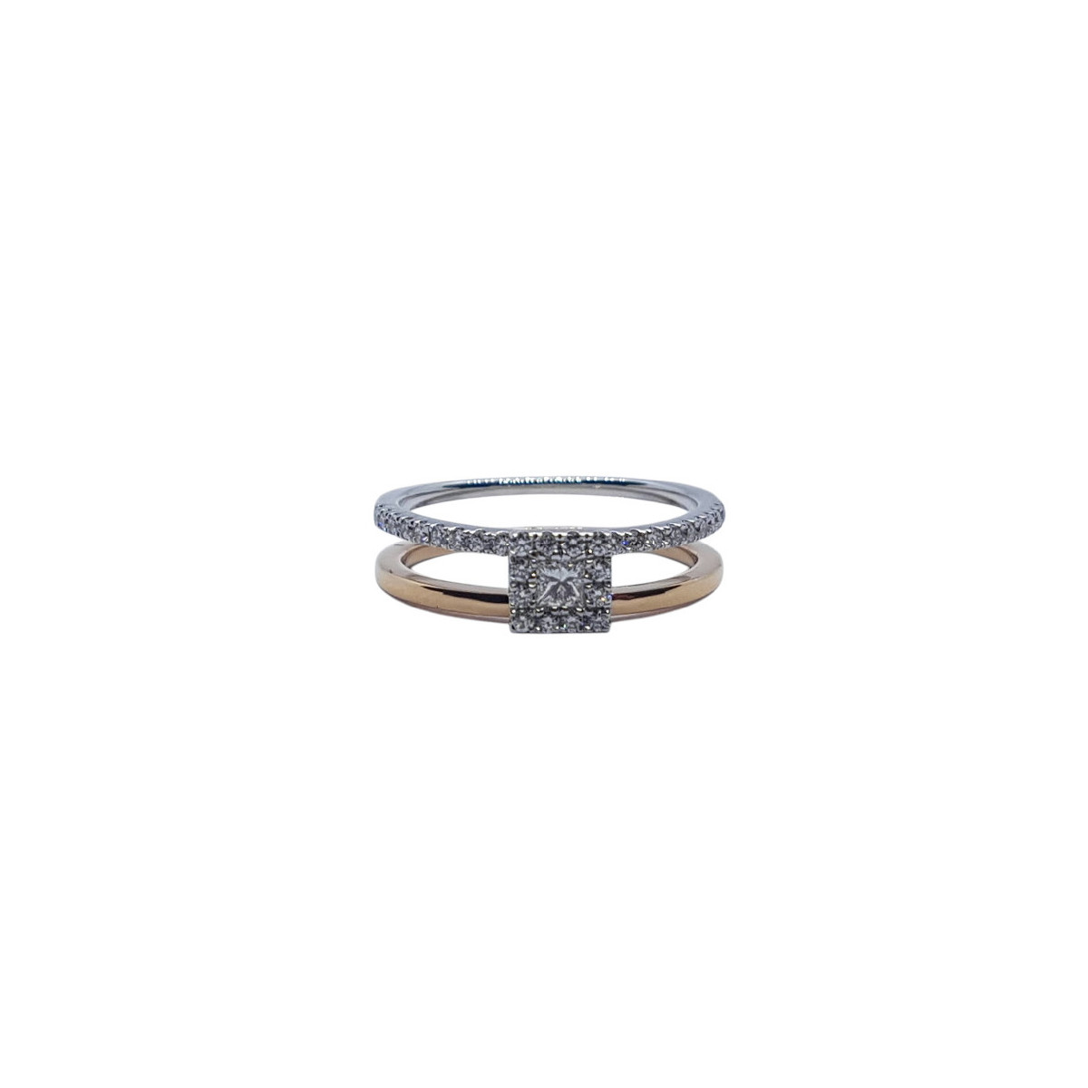 ANILLO DE ORO rosa Y oro blanco con diamantes