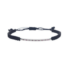 Pulsera estilo Rivière de oro blanco con diamantes y rubíes