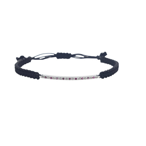 Pulsera estilo Rivière de oro blanco con diamantes y rubíes