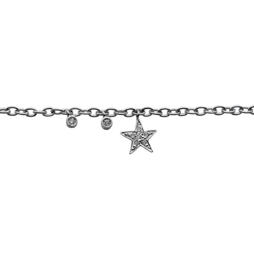 Pulsera de oro blanco con  estrella de diamantes