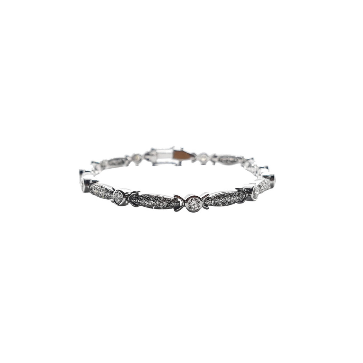 Pulsera Rivière de oro blanco y Diamantes