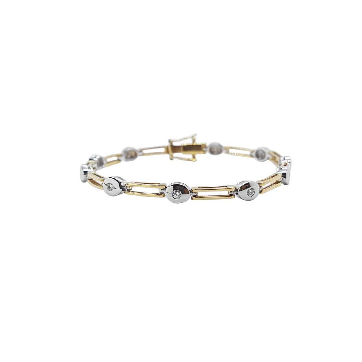 Pulsera articulada de oro  amarillo y de oro blanco con diamantes